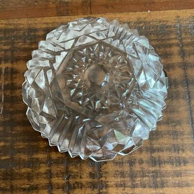 LOT 71  - Small Container with Lid and Small Bowl, American Cut Glass 