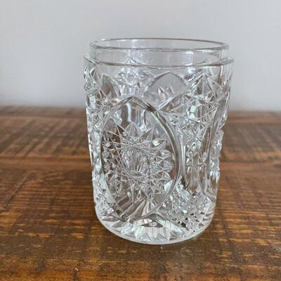 LOT 71  - Small Container with Lid and Small Bowl, American Cut Glass 