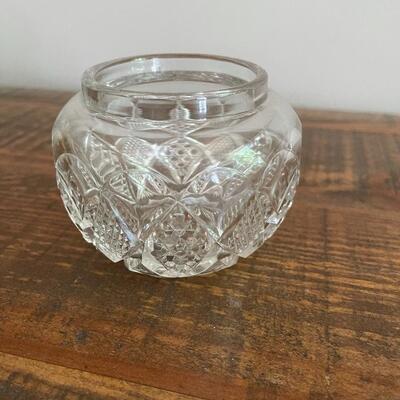 LOT 71  - Small Container with Lid and Small Bowl, American Cut Glass 