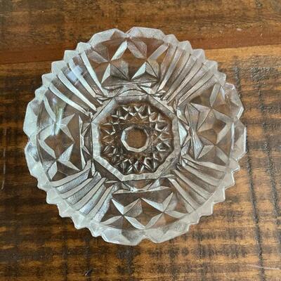 LOT 71  - Small Container with Lid and Small Bowl, American Cut Glass 