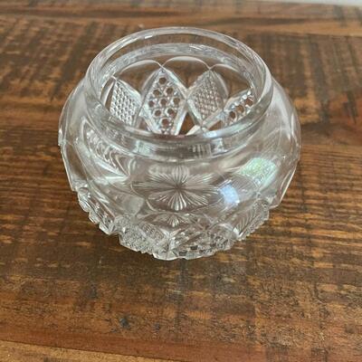 LOT 71  - Small Container with Lid and Small Bowl, American Cut Glass 