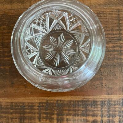 LOT 71  - Small Container with Lid and Small Bowl, American Cut Glass 