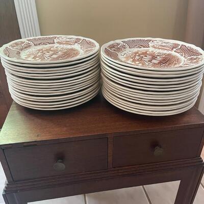 LOT 83  - Dinner Plates, Friendship of Salem, Alfred Meakin, Fair Winds, Set of 33