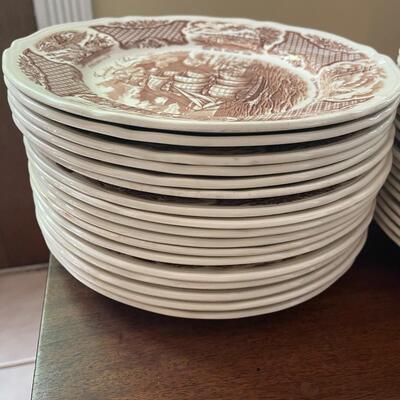 LOT 83  - Dinner Plates, Friendship of Salem, Alfred Meakin, Fair Winds, Set of 33
