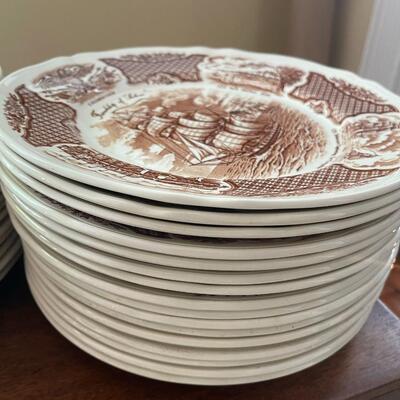 LOT 83  - Dinner Plates, Friendship of Salem, Alfred Meakin, Fair Winds, Set of 33