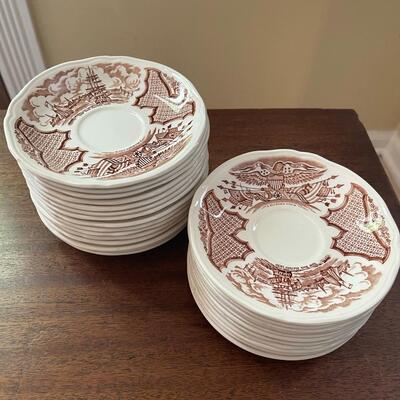LOT 84 - Tea Cups and Saucers, Alfred Meakin, Fair Winds, 21 tea cups/26 saucers