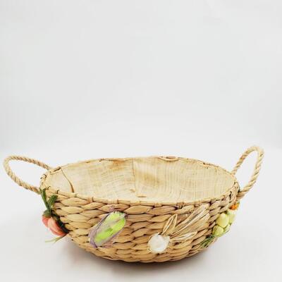 RAFFIA BURLAP FRUIT AND VEGETABLE BASKETS BUNDLE OF 3