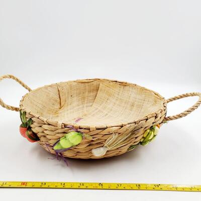 RAFFIA BURLAP FRUIT AND VEGETABLE BASKETS BUNDLE OF 3