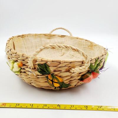 RAFFIA BURLAP FRUIT AND VEGETABLE BASKETS BUNDLE OF 3