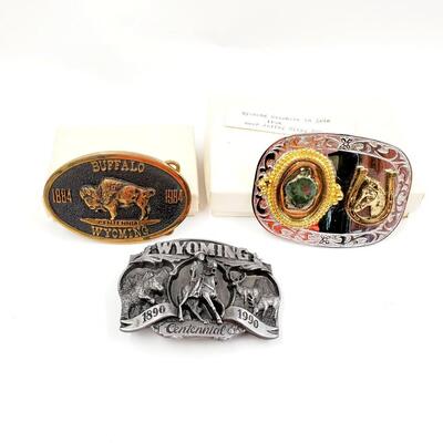 WYOMING BELT BUCKLE COLLECTION OF 3