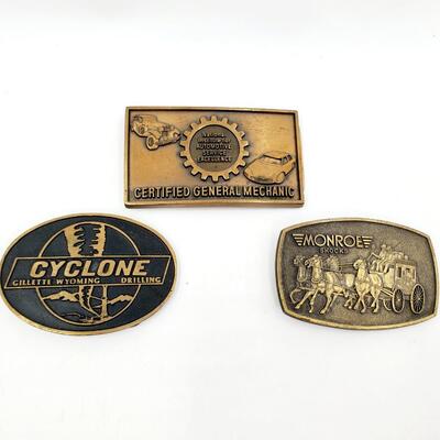 MONROE, CYCLONE AND CERTIFIED GENERAL ELECTRIC BELT BUCKLE COLLECTION