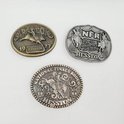 HESSTON NATIONAL FINALS RODEO BELT BUCKLE BUNDLE 1977-1984