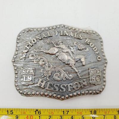 1985-86 NATIONAL FINALS RODEO AND PONY EXPRESS BELT BUCKLE BUNDLE OF 3