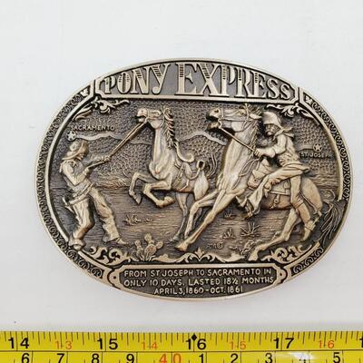 1981 FIRST EDITION THE TAMING OF THE WEST SOLID BRASS BELT BUCKLE COLLECTION 