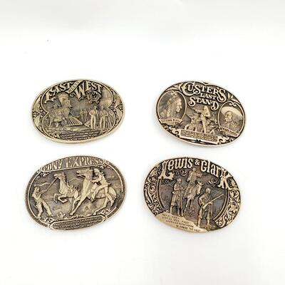 1981 FIRST EDITION THE TAMING OF THE WEST SOLID BRASS BELT BUCKLE COLLECTION 