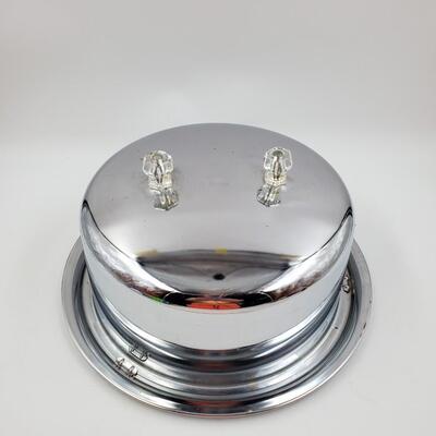EVER READY CO CHROME CAKE CARRIER WITH LATCHING INTERLOCK LID