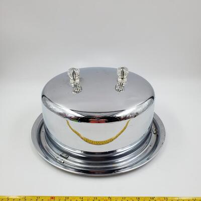 EVER READY CO CHROME CAKE CARRIER WITH LATCHING INTERLOCK LID