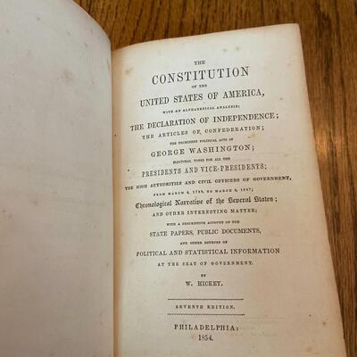 LOT 112 - Historic U. S. Constitution Books, Vintage (2 books), 1854-1921
