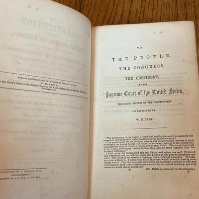 LOT 112 - Historic U. S. Constitution Books, Vintage (2 books), 1854-1921