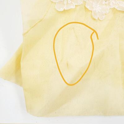 VERY PRETTY VINTAGE SHEER YELLOW APRON WITH FLORAL POCKET