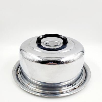 EVER READY CO CHROME CAKE CARRIER WITH LATCHING INTERLOCK LID #2