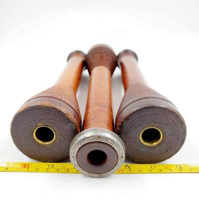 LARGE VINTAGE WOODEN SPOOL LOT OF 5