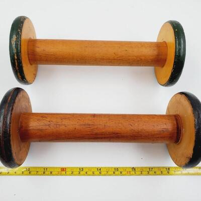 LARGE VINTAGE WOODEN SPOOL LOT OF 5