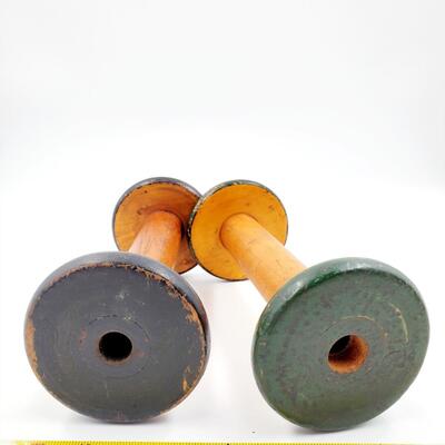 LARGE VINTAGE WOODEN SPOOL LOT OF 5