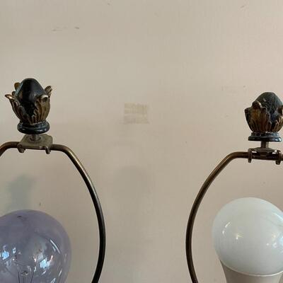 VINTAGE ORNATE BRONZE-COLORED LAMP BASES SET OF 2