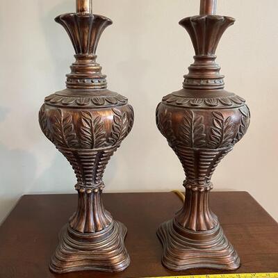 VINTAGE ORNATE BRONZE-COLORED LAMP BASES SET OF 2