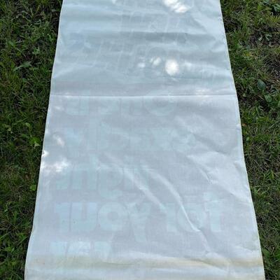 7â€™ x 3.5â€™ â€œGREAT NEW GASOLINESâ€ FABRIC SIGN