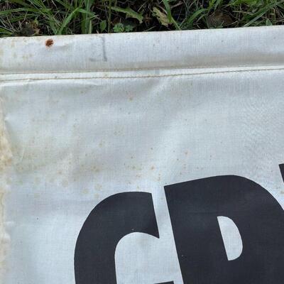 7â€™ x 3.5â€™ â€œGREAT NEW GASOLINESâ€ FABRIC SIGN