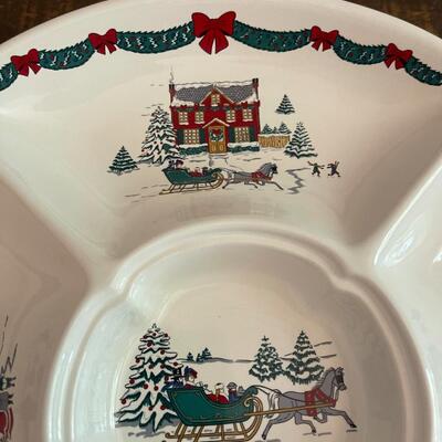 LOT 61 - Divided Relish Tray, Christmas, Fine Ceramic