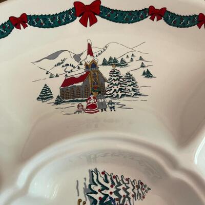 LOT 61 - Divided Relish Tray, Christmas, Fine Ceramic