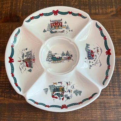 LOT 61 - Divided Relish Tray, Christmas, Fine Ceramic