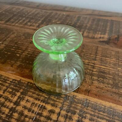 LOT 56 - Footed Dessert Bowls, Green Depression/Uranium Glass, Set of 5