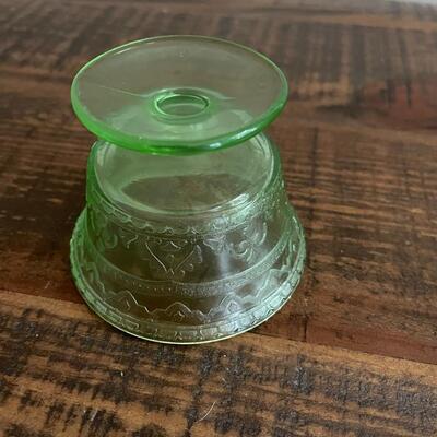 LOT 56 - Footed Dessert Bowls, Green Depression/Uranium Glass, Set of 5