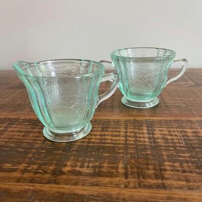 LOT 57 - Creamer and Sugar, Light Blue Depression Glass, Set