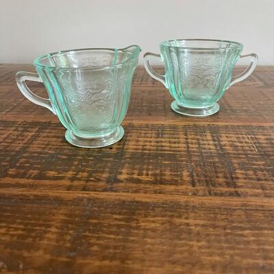LOT 57 - Creamer and Sugar, Light Blue Depression Glass, Set