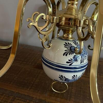 LOT 92 - Blue & White Porcelain, Vintage, 6 light Chandelier