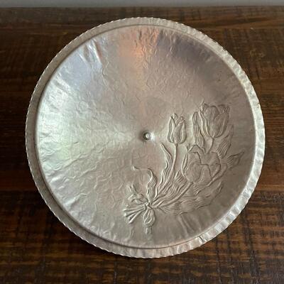 LOT 58 - Hammered Aluminum Covered Serving Dish - Glass insert