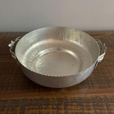 LOT 58 - Hammered Aluminum Covered Serving Dish - Glass insert