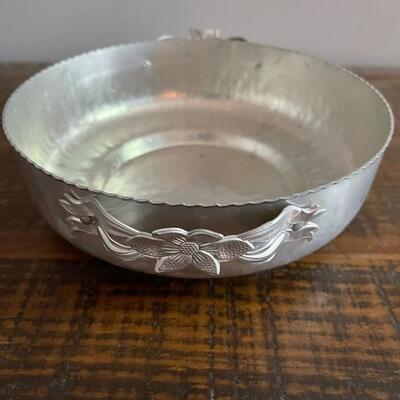 LOT 58 - Hammered Aluminum Covered Serving Dish - Glass insert