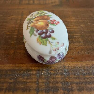 LOT 49 - Limoges France, Romance, Porcelain Oval Trinket Boxes, 2, Roses & Fruit