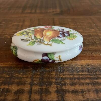 LOT 49 - Limoges France, Romance, Porcelain Oval Trinket Boxes, 2, Roses & Fruit