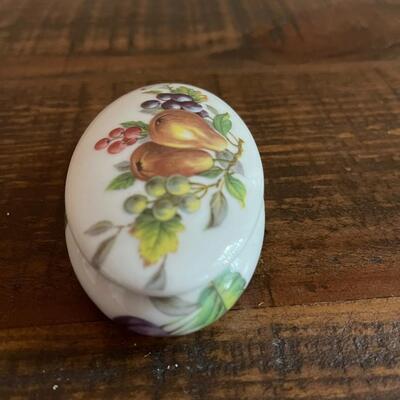 LOT 49 - Limoges France, Romance, Porcelain Oval Trinket Boxes, 2, Roses & Fruit