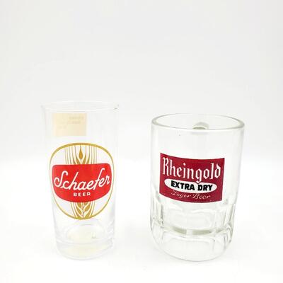 RHEINGOLD EXTRA DRY LAGER BEER MUG & SCHAEFER BEER GLASS