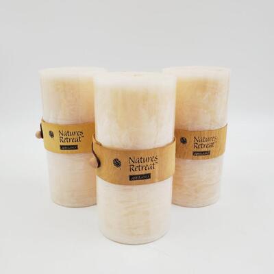 NATURES RETREAT ASHLAND VANILLA BLOSSOMS PILLAR CANDLE BUNDLE OF 3