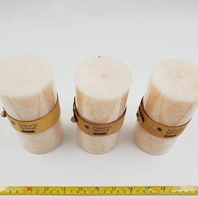NATURES RETREAT ASHLAND VANILLA BLOSSOMS PILLAR CANDLE BUNDLE OF 3