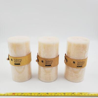 NATURES RETREAT ASHLAND VANILLA BLOSSOMS PILLAR CANDLE BUNDLE OF 3